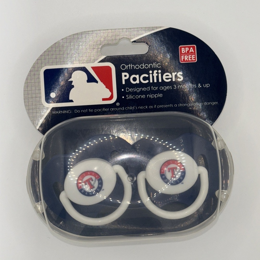 MLB Texas Rangers Pacifier set of 2 Solid Color w/Case‎ by baby fanatic